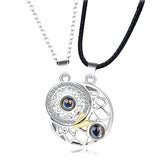 (A pair)Sun&Moon 100 Languages I Love You Projection Couples Necklace
